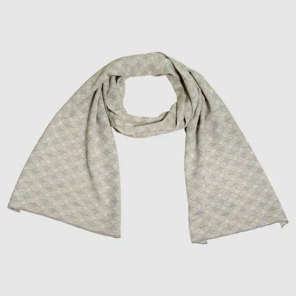 LANARTO slow fashion LANARTO slow fashion Schal Muster 'Blütenkaro' zweifarbig gestrickt aus mulesingfreier Merinowolle, Weiß, – Produktbild 2 von 3
