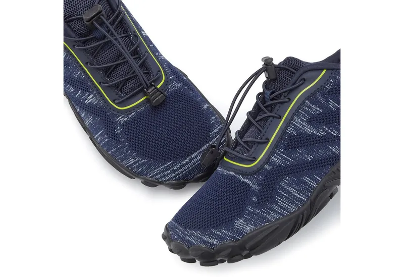John Devin John Devin Freizeitschuh, Halbschuh, Turnschuh, Barfußschuh Sneaker mit elastischen Bändern für schnelles Reinschlüpfen, Unisex VEGAN, Blau|gelb, – Produktbild 4 von 5