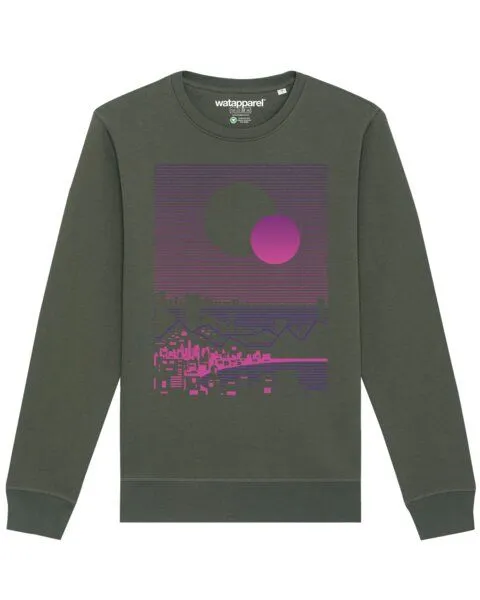 watapparel watapparel Sweatshirt Unisex Sun and Moon Skyline, Khaki, – Produktbild 1 von 3