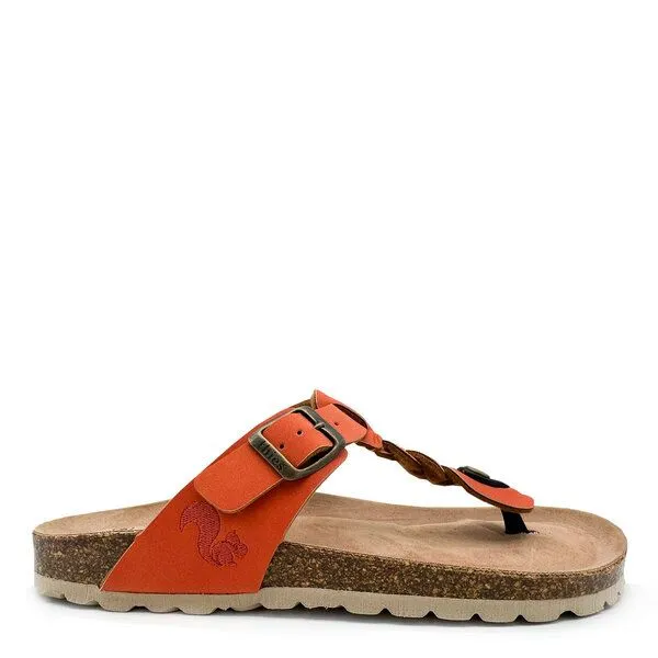 thies Vegane thies ® Eco Thong Braid Sandale aus rec. PET mit Kork-Tieffussbett, Carrot, – Produktbild 1 von 4