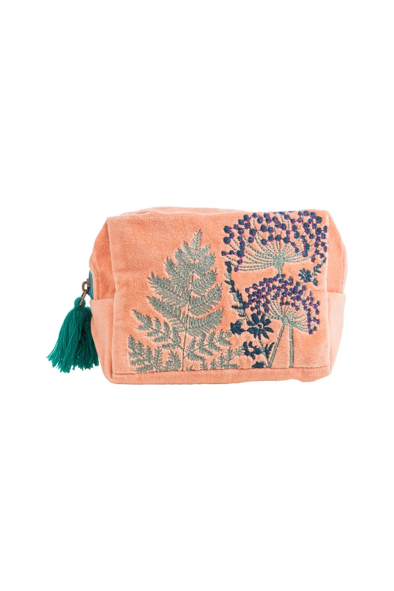 Tranquillo Kosmetiktasche VELVET LEAVES (GOTS) - klein - rosa – Produktbild 1 von 2