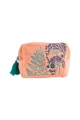 Tranquillo Kosmetiktasche VELVET LEAVES (GOTS) - klein - rosa – Produktbild 1 von 1
