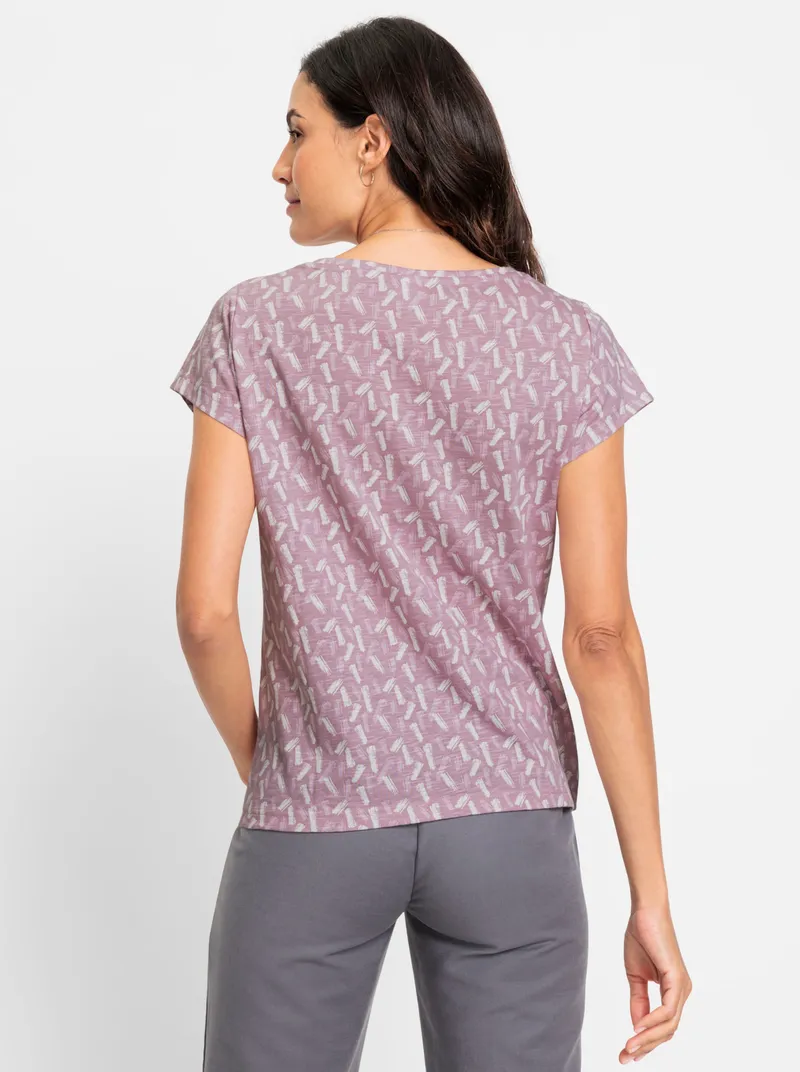 Witt Rundhalsshirt mauve-ecru-bedruckt, Mauve-ecru-bedruckt, – Produktbild 2 von 2