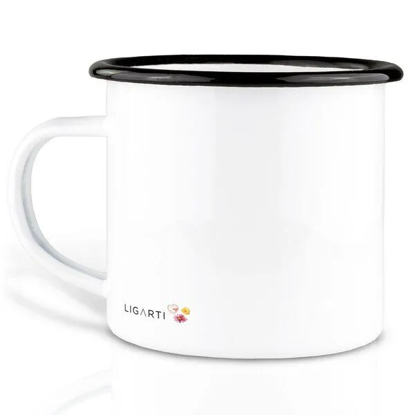 LIGARTI Emaille Tasse – Blumenpfau – LIGARTI Tiermanufaktur – Produktbild 2 von 4