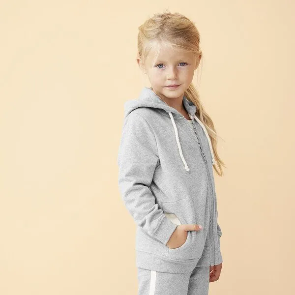 Living Crafts Living Crafts Kinder Kapuzenjacke aus 100% Bio-Baumwolle, Grey melange, – Produktbild 2 von 4