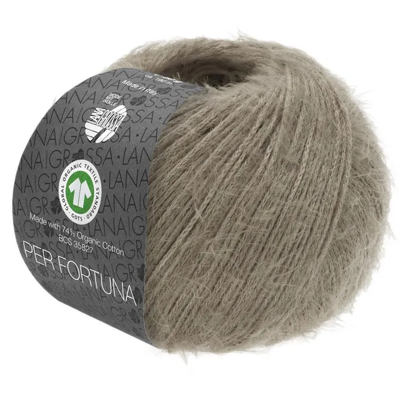 Lana Grossa Lana Grossa Per Fortuna GOTS Häkelwolle, 190 m, 0020 taupe, – Produktbild 1 von 1