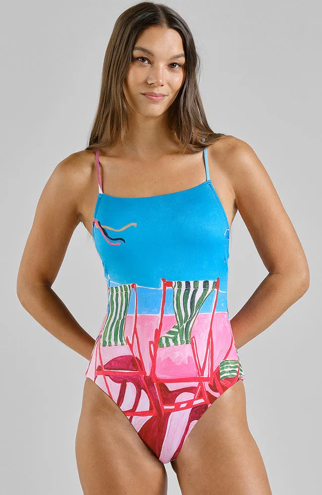 Dedicated DEDICATED Damen vegan Badeanzug Vinterviken Stühle Multicolor, Blau, – Produktbild 1 von 2