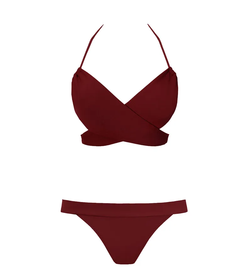 Anekdot Anekdot Damen vegan Bikini Versatile Cheeky, Dunkelrot, – Produktbild 1 von 2