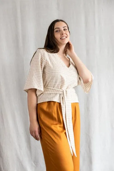 Jyoti - Fair Works Jyoti - Fair Works Baumwoll Bluse Vasanta, Karo, – Produktbild 2 von 4