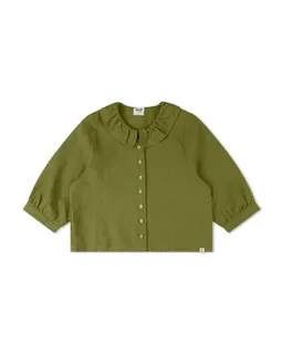 MATONA MATONA Damen vegan Bluse Mit Rüschenkragen Kardamom Grün – Produktbild 1 von 1