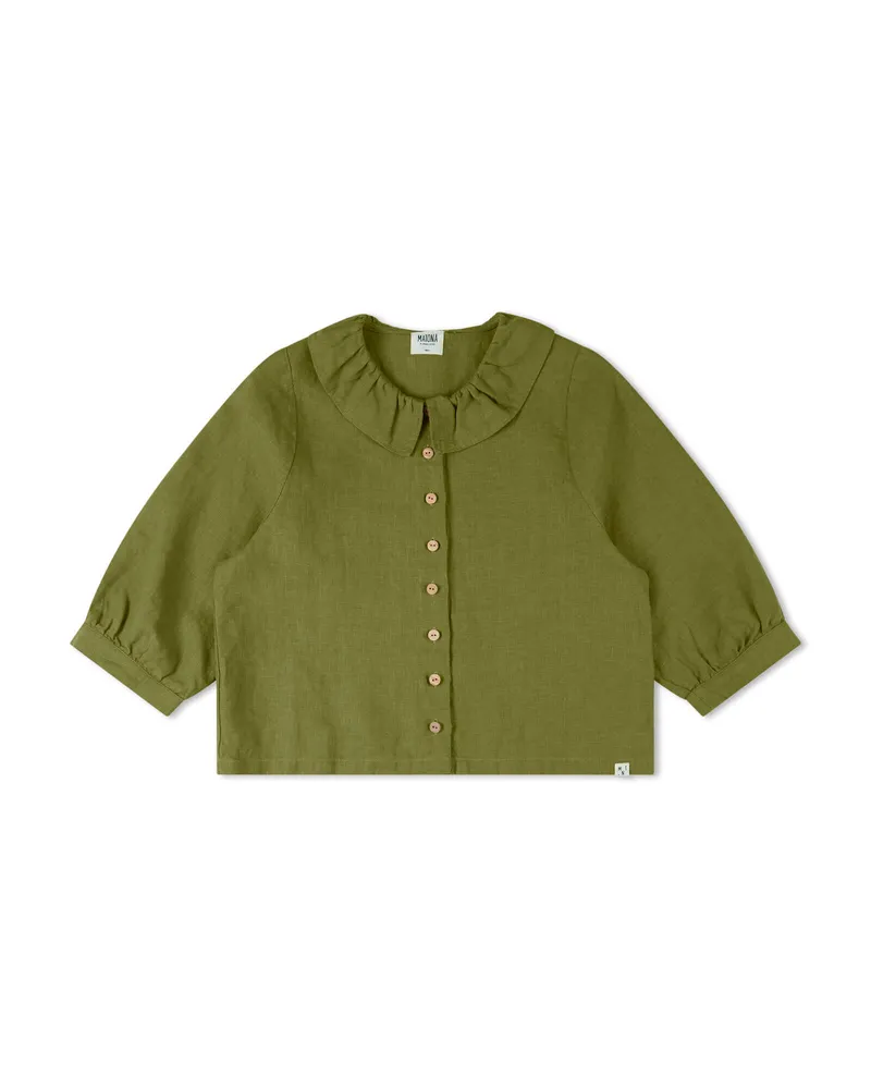 MATONA MATONA Damen vegan Bluse Mit Rüschenkragen Kardamom Grün, Hellgrün, – Produktbild 1 von 2