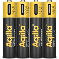 Aqiila Aqiila Akku-Batterie zum Wiederaufladen über USB-C, Micro AAA, 1,5V, 600 mAh, 4 Stk. – Produktbild 1 von 1