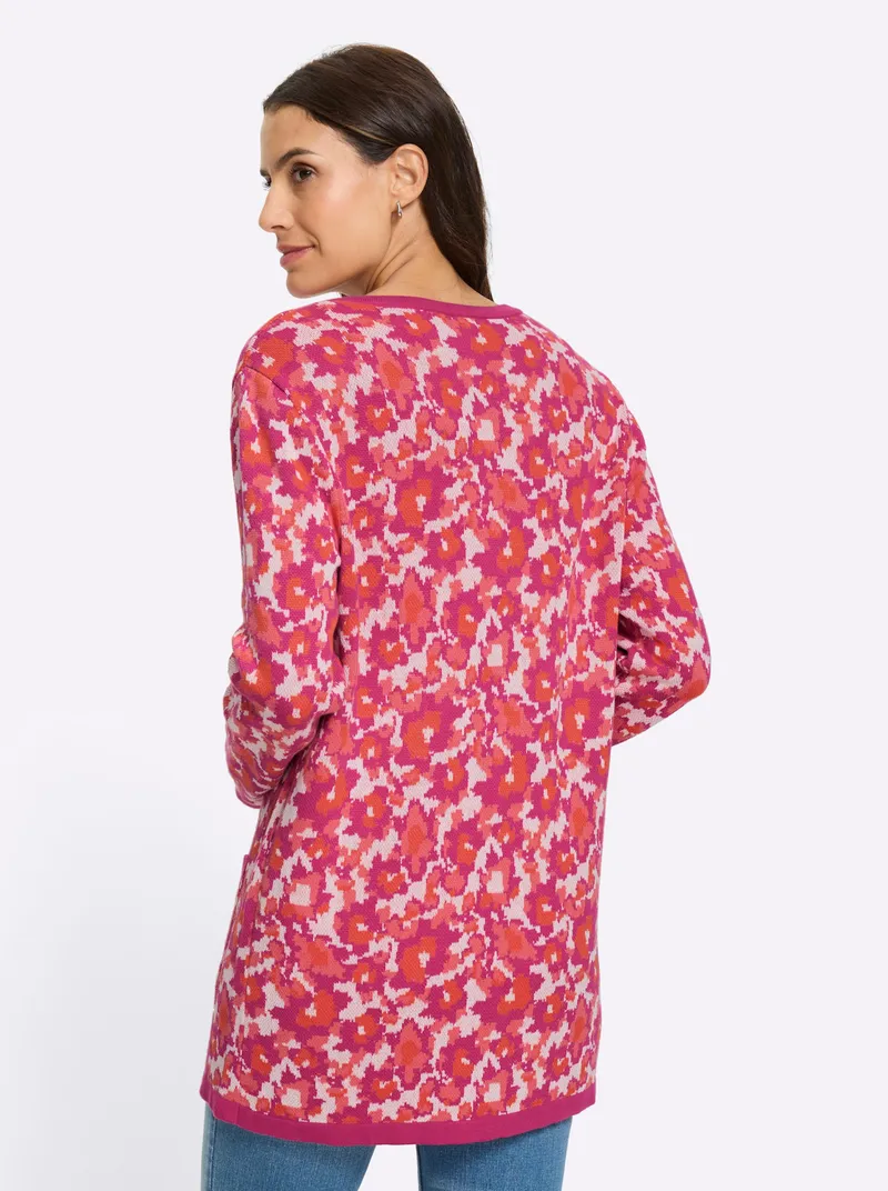 Witt Jacquardstrickjacke, Fuchsia-koralle-gemustert, – Produktbild 2 von 2