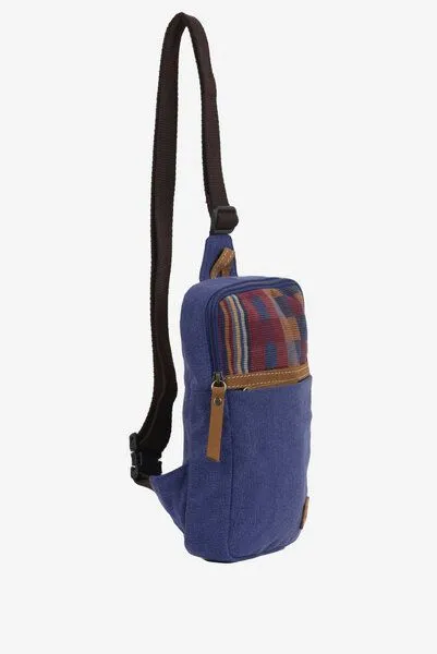 Dragolina Dragolina Crossbody Tablettasche Faun W. mit Webstoff der Pwo Karen, Azurblau karo (blau), – Produktbild 3 von 4
