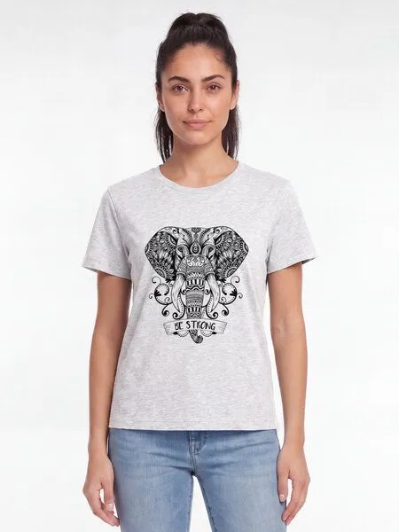watapparel watapparel T-Shirt Frauen Mandala Elephant, Cool heather grey, – Produktbild 2 von 2