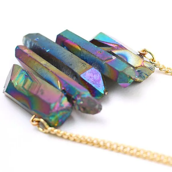 Crystal and Sage Crystal and Sage Regenbogenquarz Collier mit vergoldeter Panzerkette – Produktbild 4 von 4