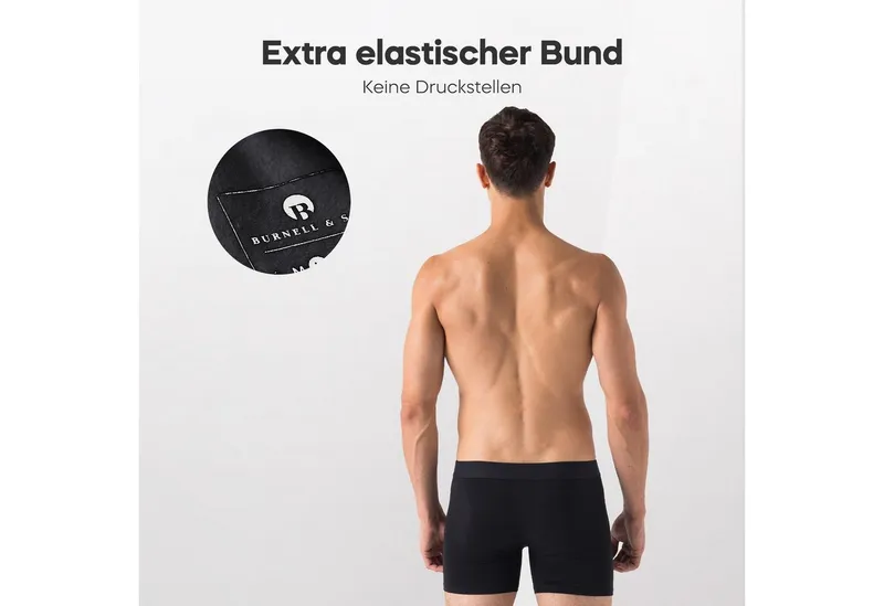 Burnell & Son Burnell & Son Retro Pants Unterhosen aus Baumwolle für Herren Männer (Packung, Set, Spar-Pack, Spar-Packung, Spar-Set, 5-St., 5er-Pack) mit Komfortbund, Schwarz, – Produktbild 3 von 3
