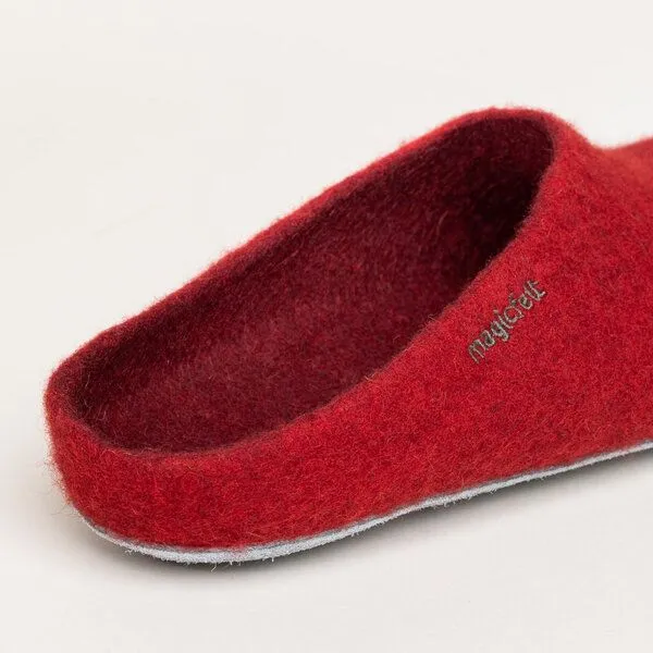 Magicfelt Magicfelt Filz-Hausschuh AP 701 aus 100% Merino-Wolle Pantoffeln für Damen & Herren mit Ledersohle, Mittel-rot, – Produktbild 3 von 4
