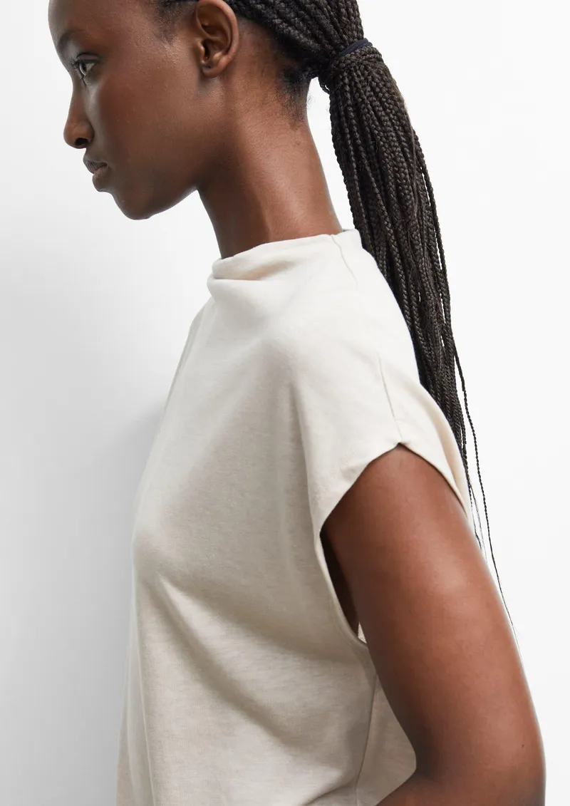 comma comma Fließendes Shirt aus Lyocellmix, Beige, – Produktbild 3 von 3