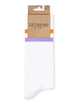 GreenBomb GREENBOMB Lilac Orange Stripes Tennis Socks - Lässige Socken aus Bio-Baumwoll Mix / hochwertiger Print / Fair & Vegan – Produktbild 1 von 1