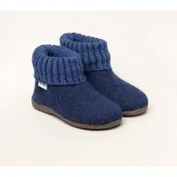 Gottstein Gottstein Kinder Hüttenschuh Alpine Boot RU - Aus reiner Bio-Schafwolle für Jungen & Mädchen mit Gummisohle - Hausschuh Made in Tirol, Jeansblau, – Produktbild 1 von 1