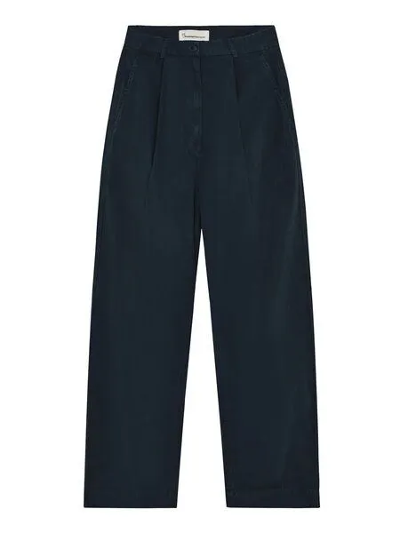 KnowledgeCotton Apparel KnowledgeCotton Apparel Popeline-Faltenhose aus Bio-Baumwolle, Blau-total-eclipse, – Produktbild 1 von 2