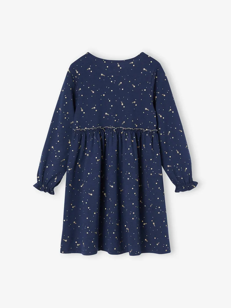 Vertbaudet Festliches Mädchen Kleid mit Glanzsternen, Marine, – Produktbild 2 von 3