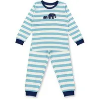 Sense Organics sense-organics Sense Organics Bio Baumwolle Kinder Schlafanzug 2-Teiler, Aqua stripes elefants, – Produktbild 1 von 1