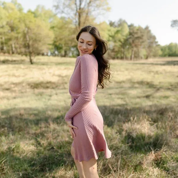 NORDLICHT NORDLICHT Pointelle Wickelkleid Antje, Altrosa, – Produktbild 2 von 4