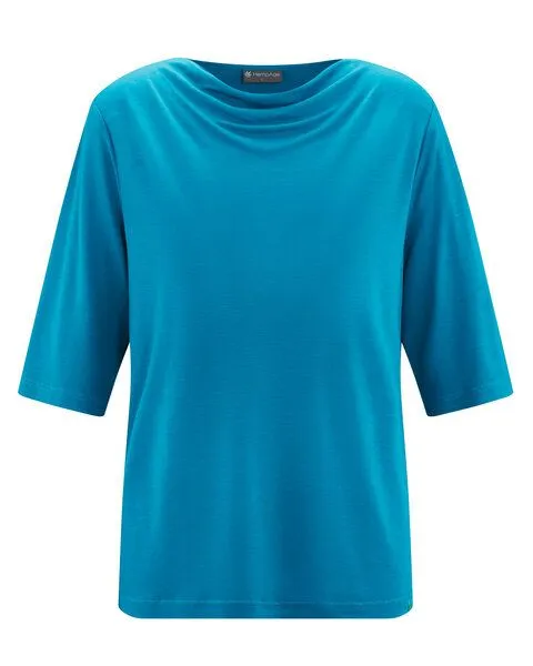 HempAge HempAge Wasserfallshirt 100% Lyocell (auf Hanf-Basis), Azure (blau), – Produktbild 3 von 4