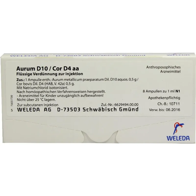 Weleda WELEDA AURUM D 10/Cor D 4 aa Ampullen 8X1 ml Ampullen – Produktbild 1 von 1