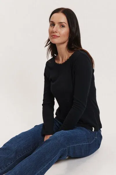 Tranquillo Tranquillo Longsleeve Noemiee aus Biobaumwolle, Black, – Produktbild 3 von 6