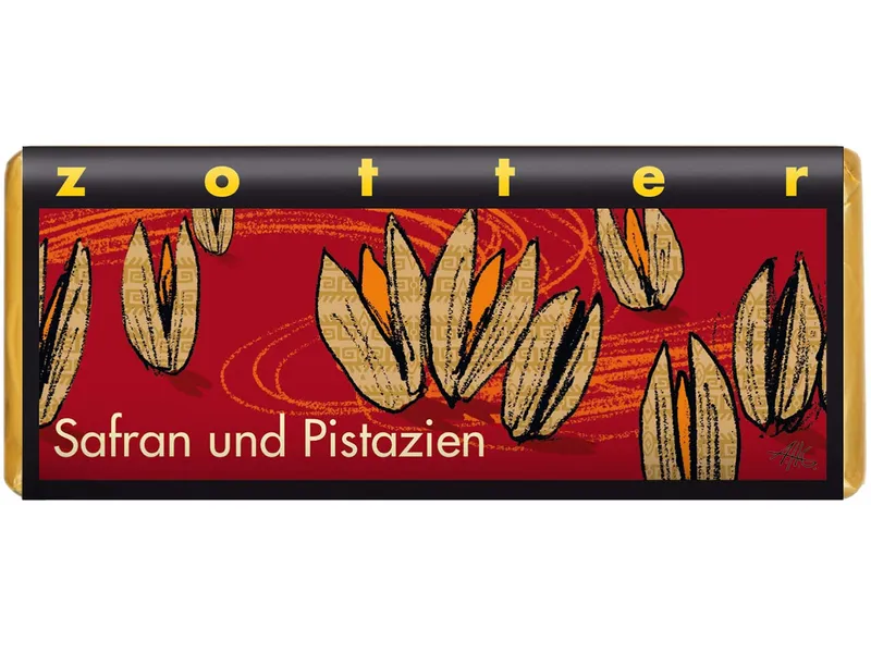 Zotter Zotter Bio-Vollmilch-Schokolade 'Safran und Pistazien' 70 g – Produktbild 1 von 1