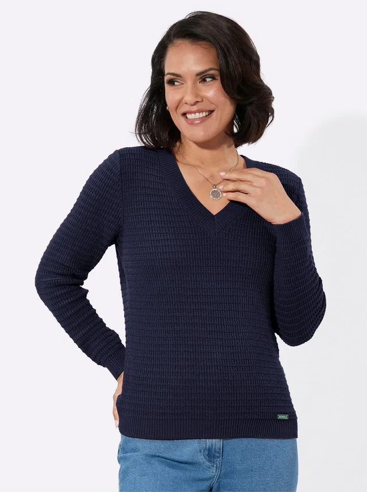 Witt Witt Strickpullover V-Pullover Langarm, Blau, – Produktbild 2 von 5