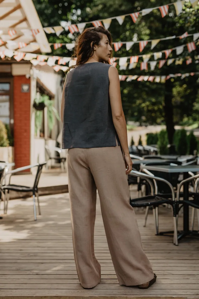 AmourLinen AmourLinen Damen vegan Hose Oulu Rosy Brown, Hellbraun, – Produktbild 1 von 2