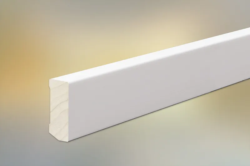 woodstore24 Sockelleisten Massivholz weiß für Parkett und Massivholzdielen, 40 x 16 mm, Oberkante gerade, weiß lackiert, fallende Längen 100 - 290 cm – Produktbild 1 von 1