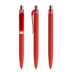 prodir prodir® Druckkugelschreiber QS01 Soft Touch PRT Push, blaue Mine, rot/silber poliert – Produktbild 1 von 1