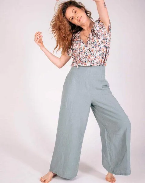 Aatise Aatise Leinenhose weit mit hohem Taillenbund Zove 100% Leinen, Grau, – Produktbild 4 von 4