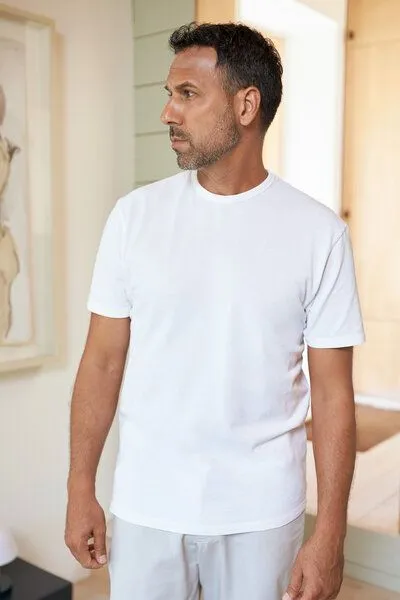 About Companions About Companions Basic T-Shirt LIRON aus Bio-Baumwollpiqué, Weiß (eco pique white), – Produktbild 1 von 4