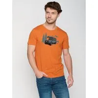 GreenBomb GREENBOMB Nature Getaway Guide - Sportliches T-Shirt aus Bio-Baumwolle / hochwertiger Print / GOTS / Fair & Vegan, Orange (schwarz heather orange), – Produktbild 1 von 1
