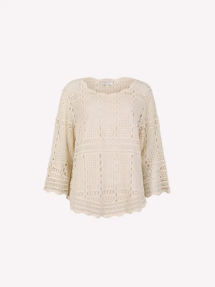 Apricot Apricot Spitzenshirt Häkeloberteil mit Glockenärmeln, Beige, – Produktbild 5 von 5