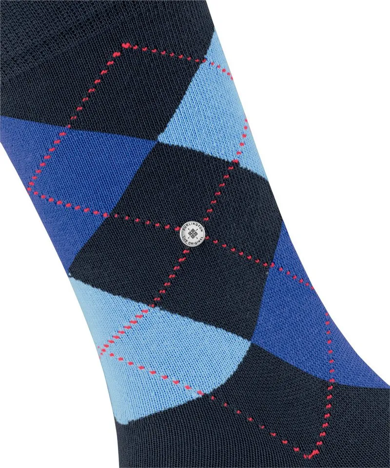 Burlington Burlington Socken Queen Einheitsgröße 36-41, Argyle-Muster, gekämmte Baumwolle, Blau, – Produktbild 4 von 5