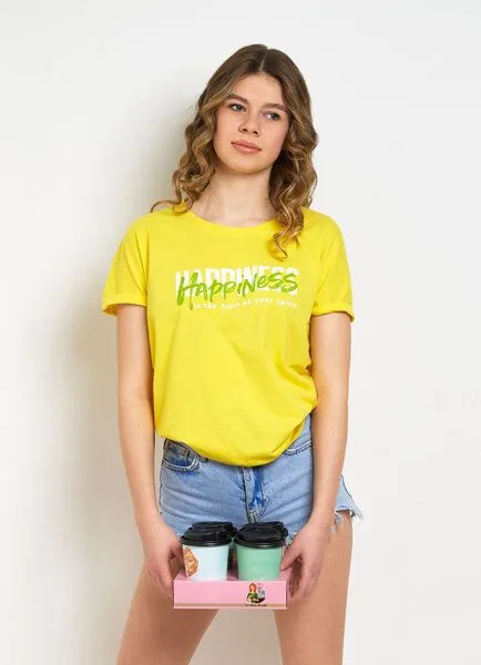SPARKLES OF LIGHT SPARKLES OF LIGHT Boxy Shirt | HAPPINESS, Gelb, – Produktbild 3 von 4