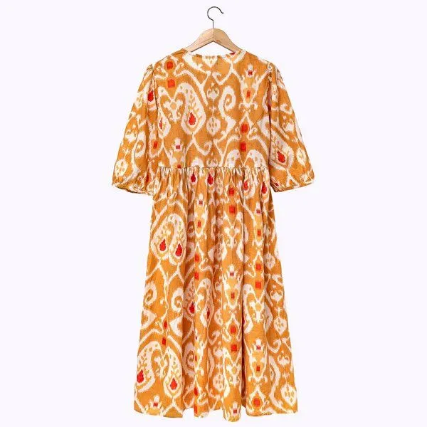 KIKOONI KIKOONI Baumwollkleid Muse Dress, Ochre paisley, – Produktbild 3 von 3