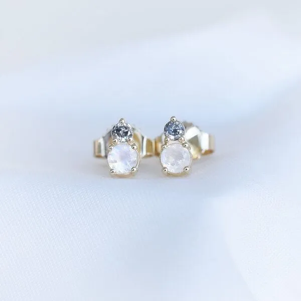 Eppi Eppi Ohrringe mit Mondsteinen und Salt und Pepper Diamanten Josse, Rosa, – Produktbild 2 von 4