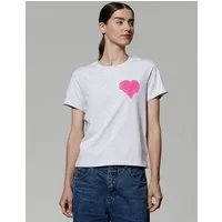 watapparel watapparel T-Shirt Frauen Pink Heart, Cool heather grey, – Produktbild 1 von 1