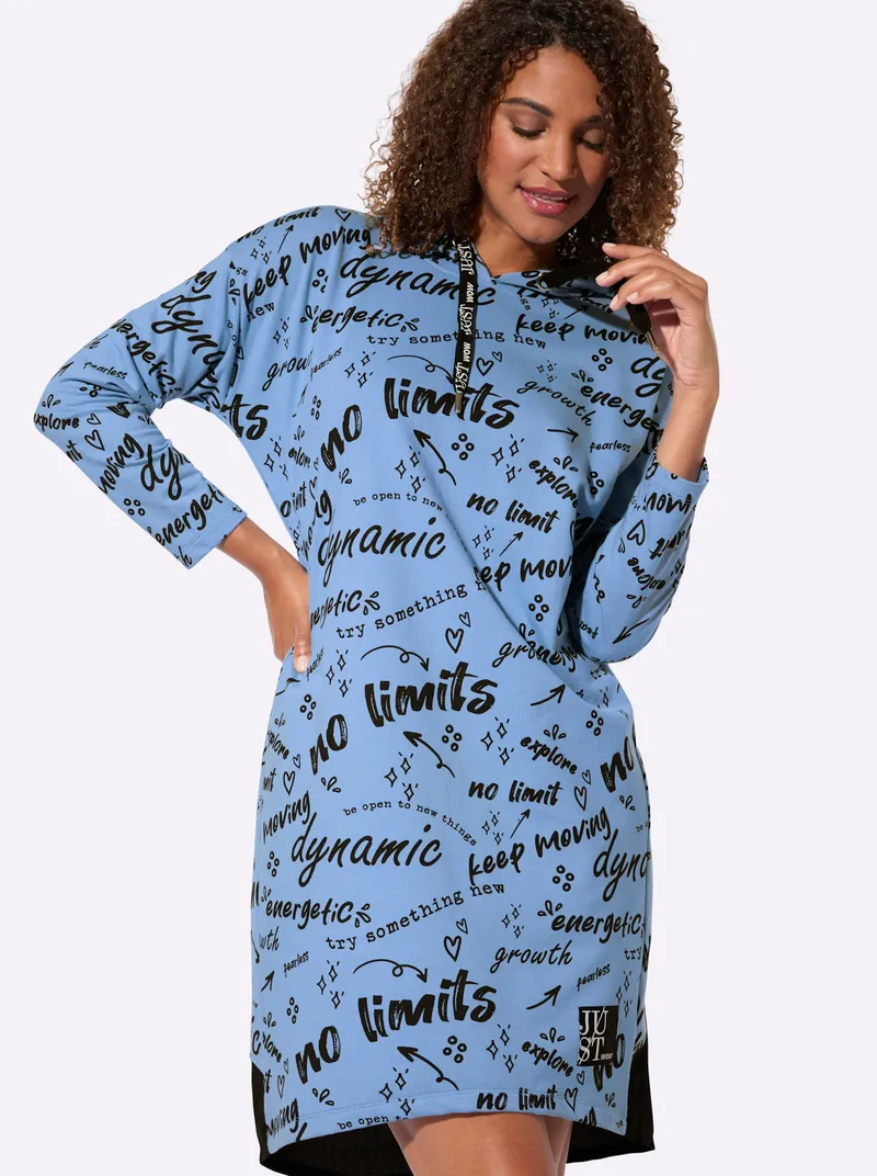 Witt Hoodykleid, Himmelblau-schwarz-bedruckt, – Produktbild 2 von 2