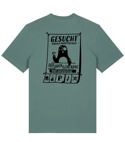 päfjes päfjes Wanted Gesucht / Pinguin Pirat Paulo Rusticalo - Fair Wear Unisex Männer Bio T-Shirt, Grün (green bay), – Produktbild 2 von 4