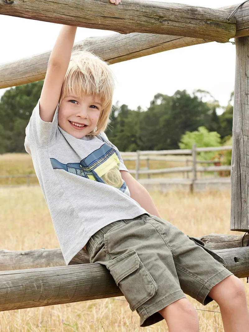 Vertbaudet Jungen Cargoshorts mit Dehnbund, Khaki, – Produktbild 3 von 4
