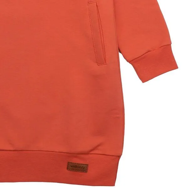 Walkiddy Kinder Sweatkleid GOTS zertifiziert Bio-Baumwolle, Orange, Kapuze, Walkiddy, Orange, – Produktbild 3 von 3